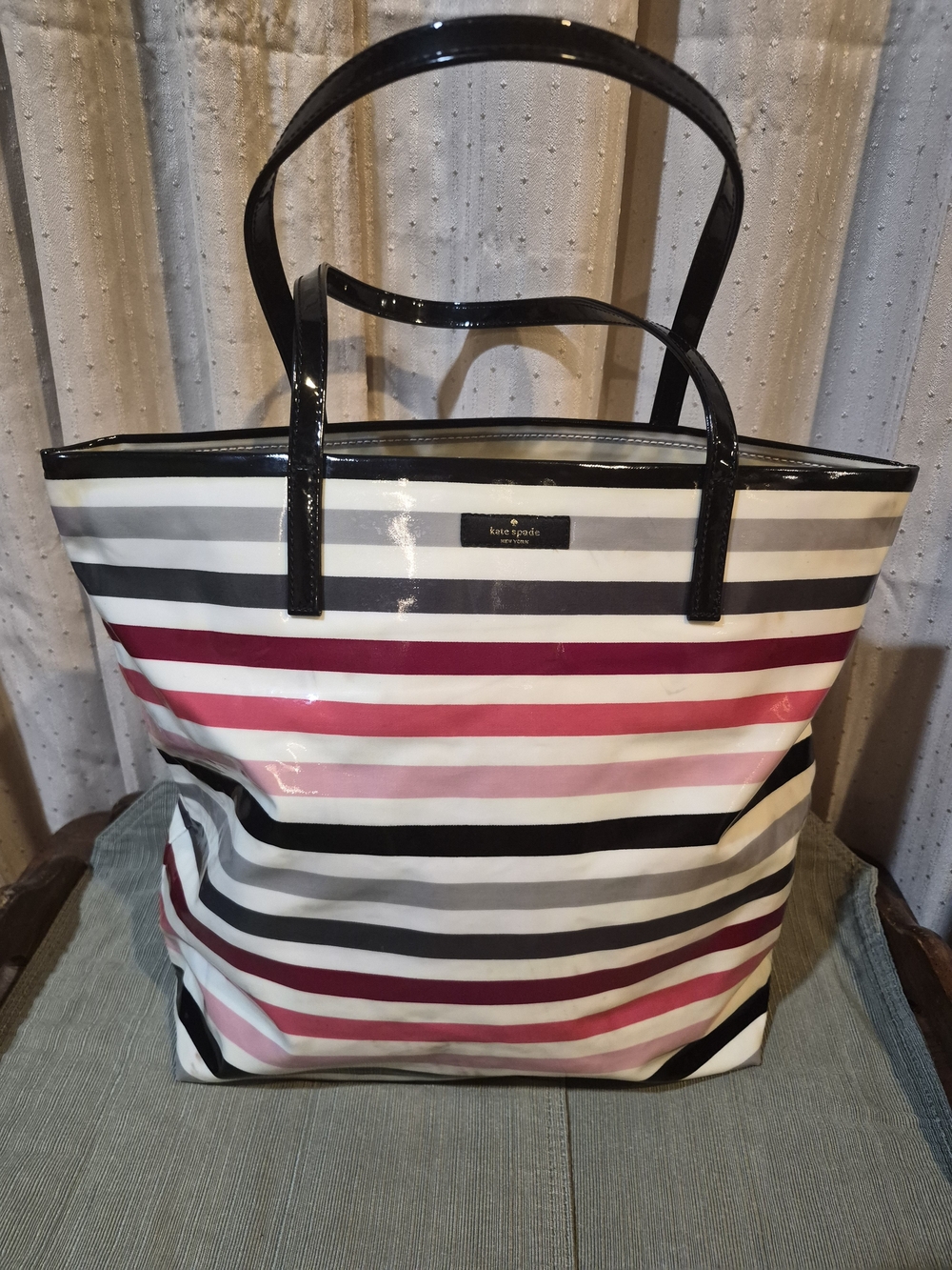 Kate Spade Penn Valley Sophie Striped Patent PVC Tote Bag Multi-Color